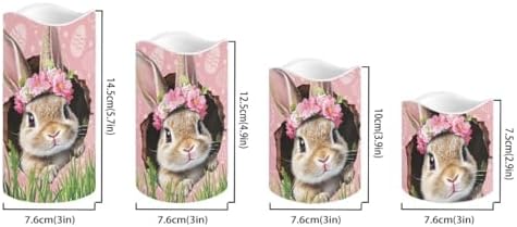 Rabbit Floral Flameless Candles with Timer and Remote Battery Operated LED Candles Color Changing Easter Party Pillar Candles Bulk Fake Candles for Festival Home Decor - Image 2