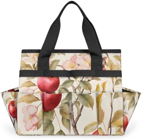 Apples Flowers Garden Tool Bag Tote for Men Women Multiple Pockets Wide Mouth Heavy Duty Waterproof Tool Organizer Bag for Outdoor Lawn Yard Portable Gardening Storage With Elasticbands - Image 7