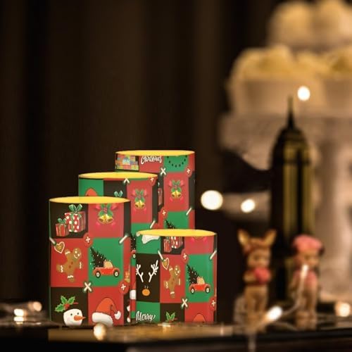 GLENLCWE Merry Christmas Puzzle Flameless Candle Set of 4 with Remote Control and Timer Battery Operated Candles Waterproof Flickering Realistic LED Candle Suitable for Outdoor Seaside Proposal - Image 2