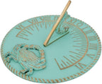 Brass 10" Dia Vintage Sun Dial Verdigris Finish Garden or Lawn Clock Beach Theme Fish Dial and Crab Plaque Patio Outdoor Compass Sundials for Yards by Unknown