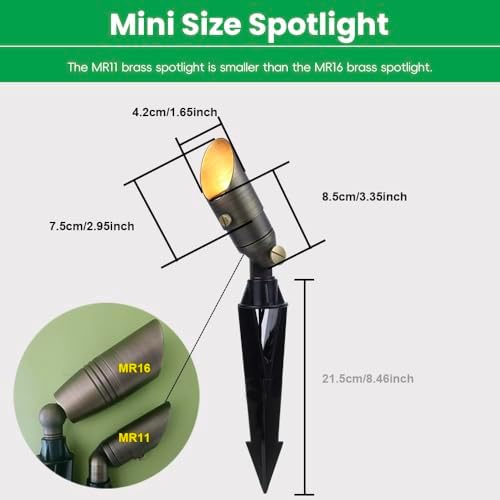 Color Changing Brass Landscape Light, 12V Low Voltage Mini Spotlight, 16-Color RGB+Warm White 3W MR11 LED Bulb with Remote Control, Weatherproof for Outdoor Garden Yard Lighting - Image 6