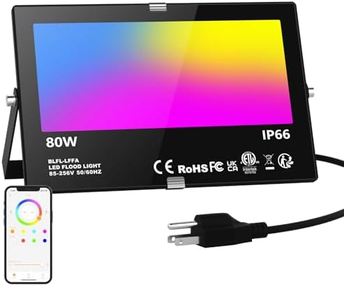 LED Flood Light Outdoor 800W Equivalent Smart RGB IP66 Landscape Lighting by Taptoron