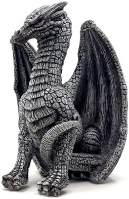 Medieval Dragon Shelf Sitter | Gothic Statue for Home, Office, or Garden | Fierce Winged Figurine | 6.5 Inches Indoor & Outdoor Resin Decor (Tavros the Dragon) by BellaHausDesign