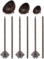3 Pack Rustic Metal Bird Bath Stake Set for Outdoors, Garden Bird Bath Bowls with Ground Stakes, Bird Feeder Rain Catcher Wildlife Water Station for Birds, Bees & Butterflies by Unknown