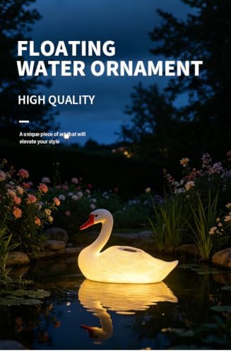 Solar Garden Goose Statue Decoration,Realistic Floating Swan Decor for Ponds & Pools,Lifelike White Duck Pool Float Decoration,Floating LED Solar Pool Lights - Image 4