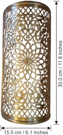 Set of 2 Moroccan Brass Wall Lamp Sconce Home Decor, Handmade Lighting Copper Metal Lights Turkish Lamp, Ramadan Candle Lantern, Candle Holder, Indoor Outdoor, Patio, Porch, Shelf, Garden (Kasbah) - Image 2