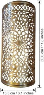 Set of 2 Moroccan Brass Wall Lamp Sconce Home Decor, Handmade Lighting Copper Metal Lights Turkish Lamp, Ramadan Candle Lantern, Candle Holder, Indoor Outdoor, Patio, Porch, Shelf, Garden (Kasbah) - Image 2