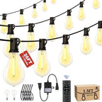 26FT Outdoor String Lights 17+2 Bulbs,120W Dimmer Remote IP65 Watterproof by Porbench