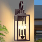 19" Large Outdoor Wall Light, 3-Light Brown Exterior Wall Light Fixture by Yochoice