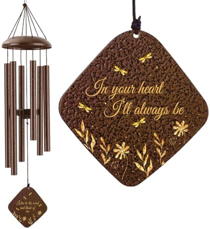 Memorial Sympathy Wind Chimes for Outside Clearance, Dragonfly Wind Chimes for Loss of Loved One Mother Father for Bereavement/Condolence/Funerary Gift Idea,32'' Bronze by JMsuertes