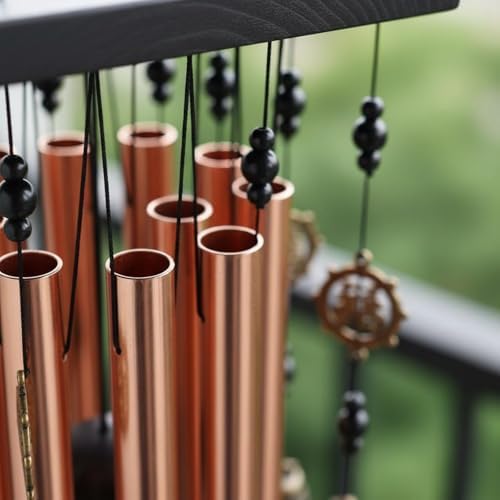 Outdoor Hanging Bell Wind Chime Copper Tube Chime Garden Ornament Balcony Patio Decor Solid Wood Aluminum Gentle Soothing Sound Welcoming Mood Rustic - Image 7