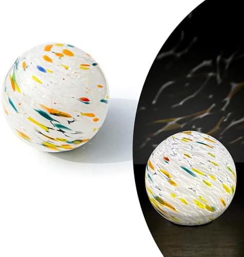 Lily's Home Gazing Ball - 7.68" Glass Globe with Solar Powered Lights - Outdoor Solar Lights for Yard & Patio - Garden Decor - Automatic On/Off Photosensitive Switch - White by LilysHome