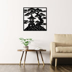 Japanese Pagoda and Bonsai Tree Metal Wall Art Metal Outdoor Decor Metal Signs Elegant Minimalist Aesthetic Home Decor Stunning Zen Garden Decoration for Living Room Bedroom Patio (Black,16inch) - Image 4