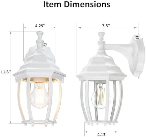 LIT-PaTH Outdoor Wall Light Fixture, Rustproof Aluminum Glass, White - Image 4
