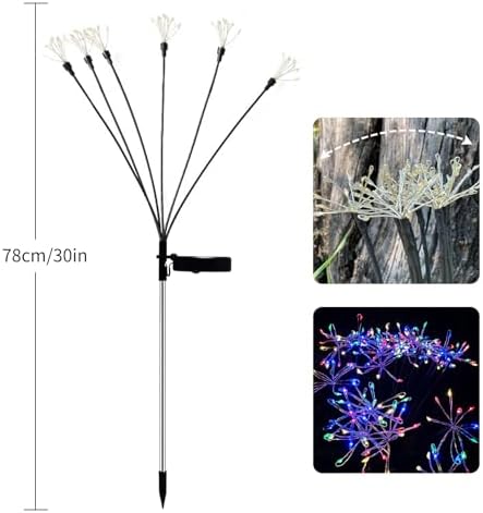 JJGoo Solar Garden Lights, New Upgraded 6 Pack Solar Swaying Starburst Light, Waterproof Fireworks Outdoor Lights, Yard Patio Pathway Decoration, Colorful - Image 2