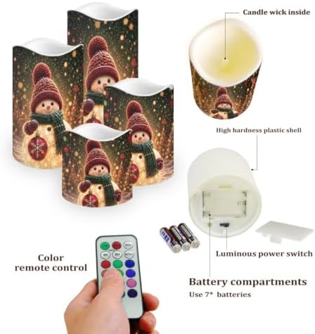 Christmas Snowman Electric Flameless Candles Set of 4 - Image 3