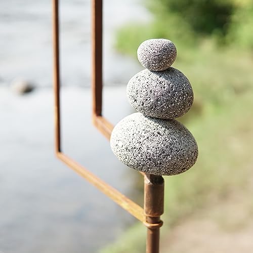 Aura Life Modern Zen Garden Spinner Kinetic Wind Sculpture with Rock Cairn & Stake - Relaxing Outdoor Spinners for Yard and Garden - Handmade Outdoor Wind Art Vane Sculptures (Bare Steel) - Image 3