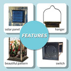 Solar Lantern Vivid Stained Glass Western Scene Mountains Outdoor Waterproof Garden Hanging Lantern Solar Powered Lighting Outside Table Lamp for Patio Deck Camping 1 Pack - Image 4