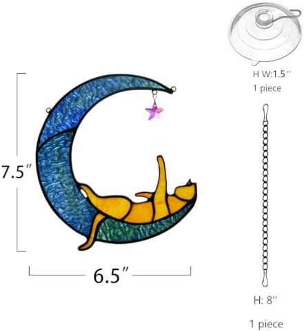 BOXCASA Orange Cat Suncatcher for Window Stained Glass Gifts for Cat Lovers - Image 6