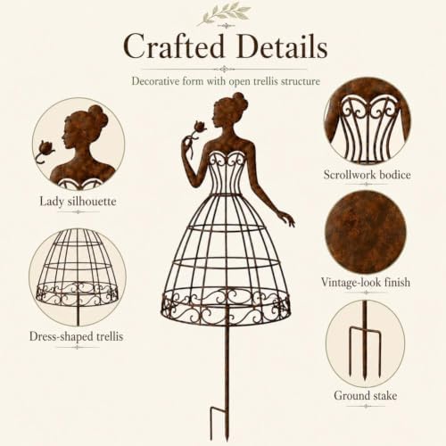 Vintage Lady Garden Trellis Stake, Rustic Garden Art Decor for Yard - Image 5