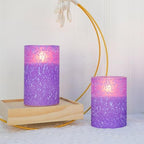 Purple Flameless Candles With Remote LED Battery Operated Candles Set of 3 - Image 5