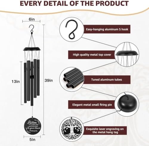 Sympathy Wind Chimes for Loss of Loved One, 39" Memorial Windchimes Outdoor - Image 5