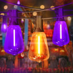 4 Pack Orange Purple Halloween Outdoor String Lights,26FT ST38 LED Patio Lights with 12+1 Shatterproof Edison Bulbs,UL Waterproof Connectable Hanging Lights for Backyard Porch Christmas Party Decor by ULL