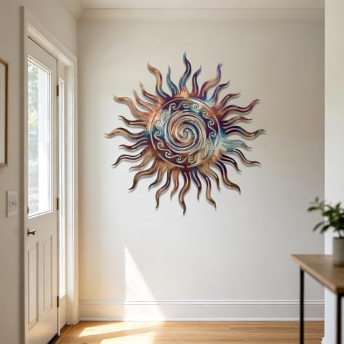 Sun Metal Wall Art Celestial Decorative Plaque Rustic Iron Decor for Living Room Bedroom Patio Garden Outdoor Indoor Hanging Ornament (16 INCH) - Image 5