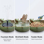 Large Ceramic Bird Bath Bowl with Solar Powered Fountain, Solar Bird Bath Fountain for Outdoors, Hummingbird Solar Water Fountain for Bird Bath, Tabletop Garden Bird Bath for Patio Yard Outdoor Décor - Image 5