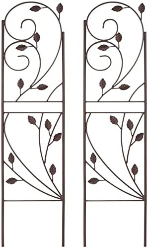 Sunnydaze 32-Inch Rustic Plant Design Outdoor Garden Trellis - Metal Wire Plant Support Trellis for Climbing Plants - Brown - Set of 2 by SunnydazeDecor