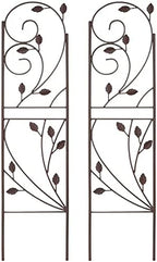 Sunnydaze 32-Inch Rustic Plant Design Outdoor Garden Trellis - Metal Wire Plant Support Trellis for Climbing Plants - Brown - Set of 2 by SunnydazeDecor