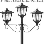 72 Inch Solar Lamp Post Light Outdoor, Triple Head Waterproof LED for Driveway Garden Patio Yard Pathway - Image 4