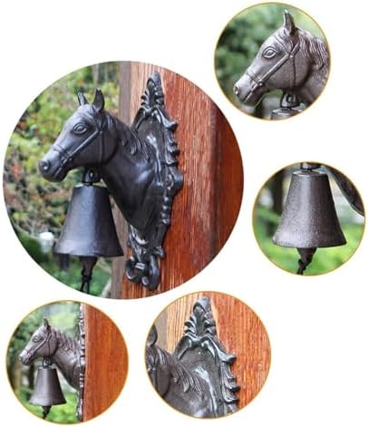 Cast Iron Dinner Bell, Outdoor Bell, Cast Iron Dinner Bell for Outdoor Farmhouse Retro Horse Head Wall Mounted Cast Iron Bells - Image 3