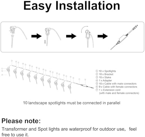 SUNTHIN 10 Pack Outdoor Landscape Lights with Transformer, LED Spotlights - Image 6
