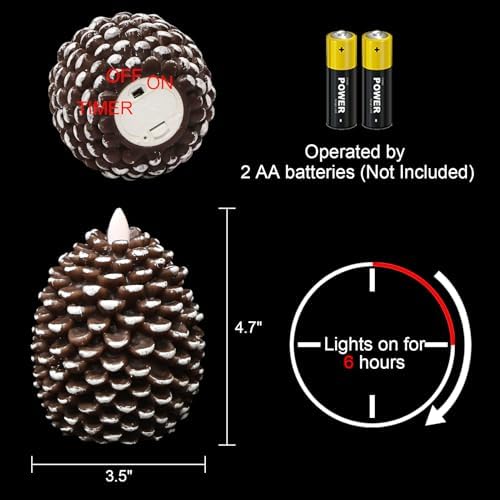 Wondise Flameless Candles with 6H Timer Pine Cone Candles - Image 2