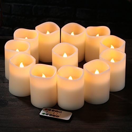 Flameless Candles Battery Operated Candles Set of 12(D:3" X H:4") Pillar Real Wax Led Candles with 10-Key Remote and Cycling 24 Hours Timer - Image 2