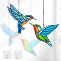 2 Packs Hummingbird Stained Glass Window,Real Handmade Stained Glass Window Hanging,Hummingbird Ornament,Suncatchers Decor for Women Mom Grandma Bird Lovers by Royxen