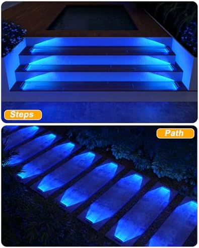 DetarZinLED Blue Solar Step Lights for Outside IP68 Waterproof Led 4 Pack - Image 4