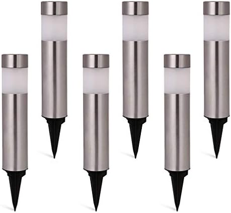 SUNWIND Solar Bollard Lights Outdoor - 6 Pack Stainless Steel Warm White LED Landscape Lights Waterproof Decorative Lighting for Backyard Lawn Patio by SUNWIND