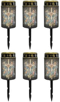 Poceacles Cross Solar Lights Outdoor for Cemetery Grave Solar Lights Outdoor Waterproof Decorative Flameless Candle for Cemetery Garden Backyard Outdoor Decor, Butterfly Floral Cross Black, Pack of 6 by Poceacles