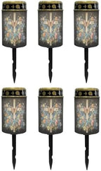 Poceacles Cross Solar Lights Outdoor for Cemetery Grave Solar Lights Outdoor Waterproof Decorative Flameless Candle for Cemetery Garden Backyard Outdoor Decor, Butterfly Floral Cross Black, Pack of 6 by Poceacles