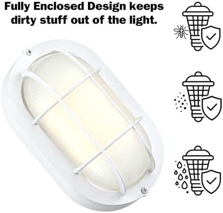 GRUENLICH LED Bulkhead Light, 8.5" Oval Aluminum, 3000K, White, 2 Pack - Image 5