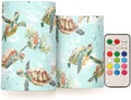 Cartoon Sea Turtle Teal Flameless Outdoor Candles with Timer Electronic Lights Electric Led for Valentine Battery Operated Votive 2-Piecing Set by Unknown