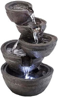 Alpine Corporation WIN1138 13" Indoor Tabletop Tiering Bowls Water Fountain with LED Lights – Cascading Water Feature for Home, Office, Meditation, and Relaxation, Dark Gray by Unknown