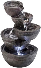 Alpine Corporation WIN1138 13" Indoor Tabletop Tiering Bowls Water Fountain with LED Lights – Cascading Water Feature for Home, Office, Meditation, and Relaxation, Dark Gray by Unknown
