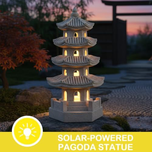 Japanese Pagoda Figurine Statue, 5-Tier Sandstone Sculpture - Image 5