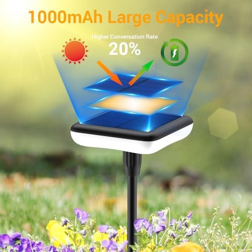 Solar Lights Outdoor Pathway 8 Pack IP65 Waterproof 31" Solar Garden Lights 2 Heights Adjustable Auto On/Off Lasting 12H for Walkway Patio Lawn Path Yard Plants Flower Beds Landscape Decor - Image 4