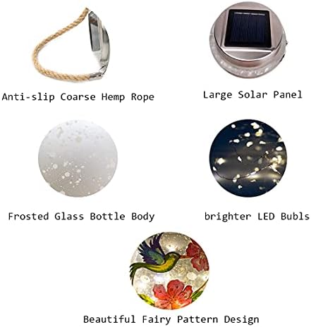 Mason Jar Solar Lights LED Hanging Lanterns Outdoor Table Lamps Garden Lawn Patio Yard Decorations Ornaments Hummingbird Warm White - Image 3