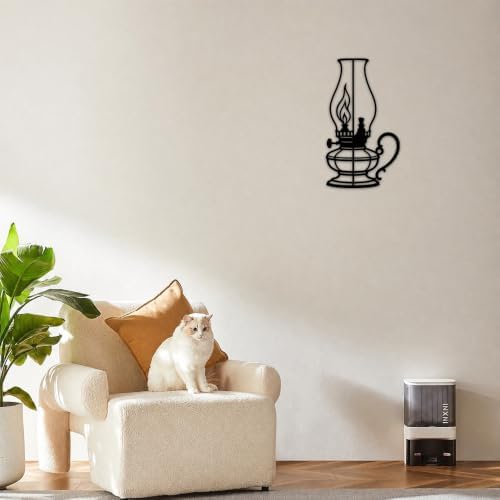 Vintage Kerosene Oil Lamp Metal Wall Art Retro Lantern Iron Wall Hanging for Farmhouse Bedroom Living Room Kitchen Indoor Home Decoration (Black,28inch) - Image 5