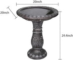 24.4" H Concrete Bird Bath for Outdoors - 24.4" H * 20" Φ Bird Bath for Outside, Classical Birdbath Patio Decor - Image 2